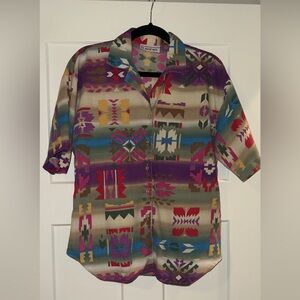 Vintage Western Geometric Button Up Shirt